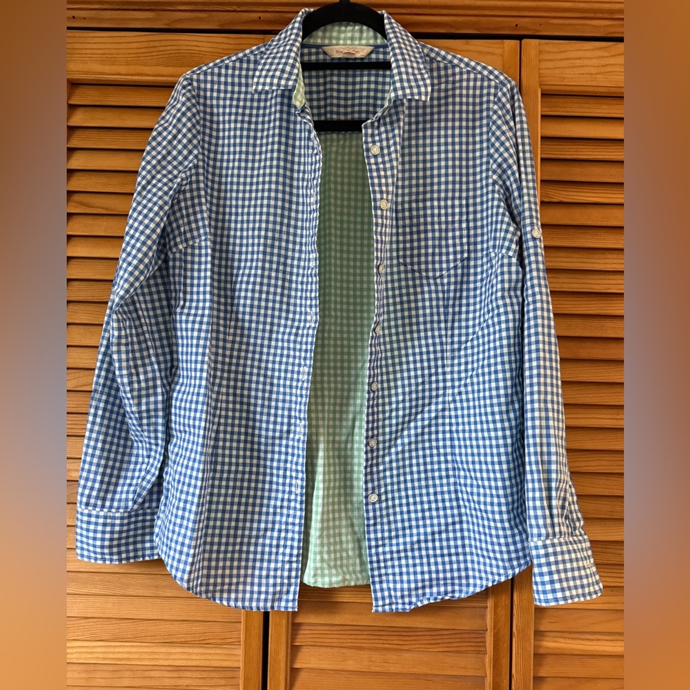 Brooks Brothers ladies Blue & White Gingham cotton button-up Shirt size 4 - EUC